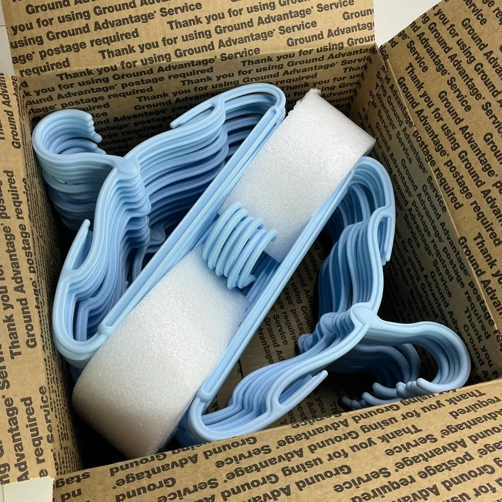 Blue Plastic Baby Hangers Kids 48 Pack Notched Slim Design 11.5 Inch